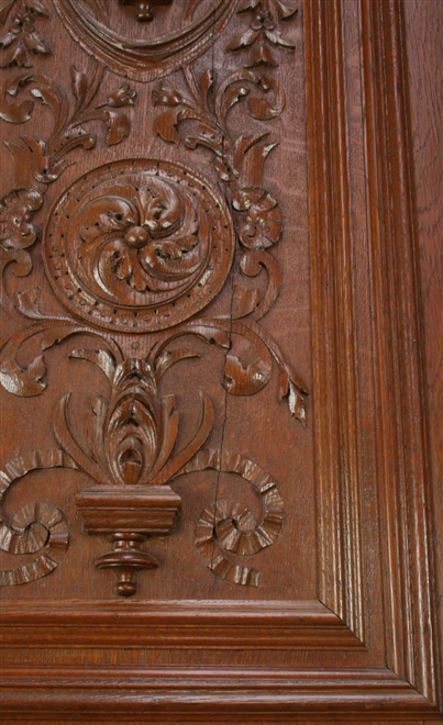 Antique French Carved Panel Doors Renaissance Henry II Oak Buffet