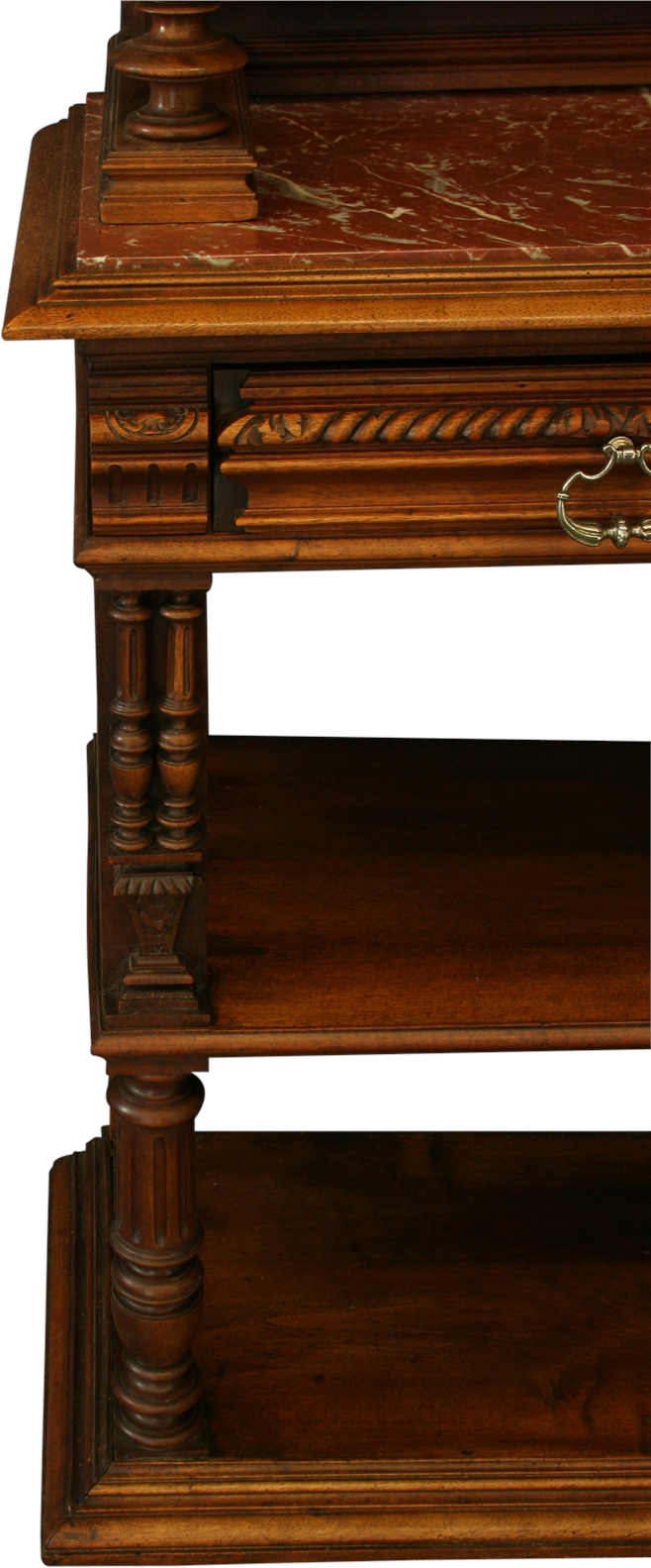 Antique French Server, Walnut, Red Marble, Architectural, Hand Carved, 1900-Image 12