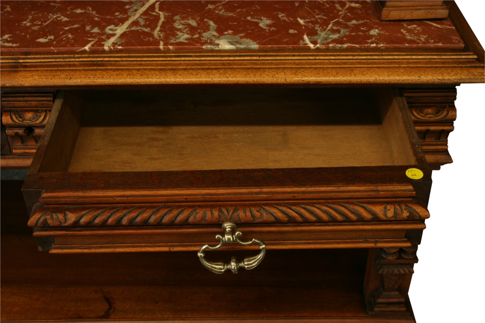 Antique French Server, Walnut, Red Marble, Architectural, Hand Carved, 1900-Image 16