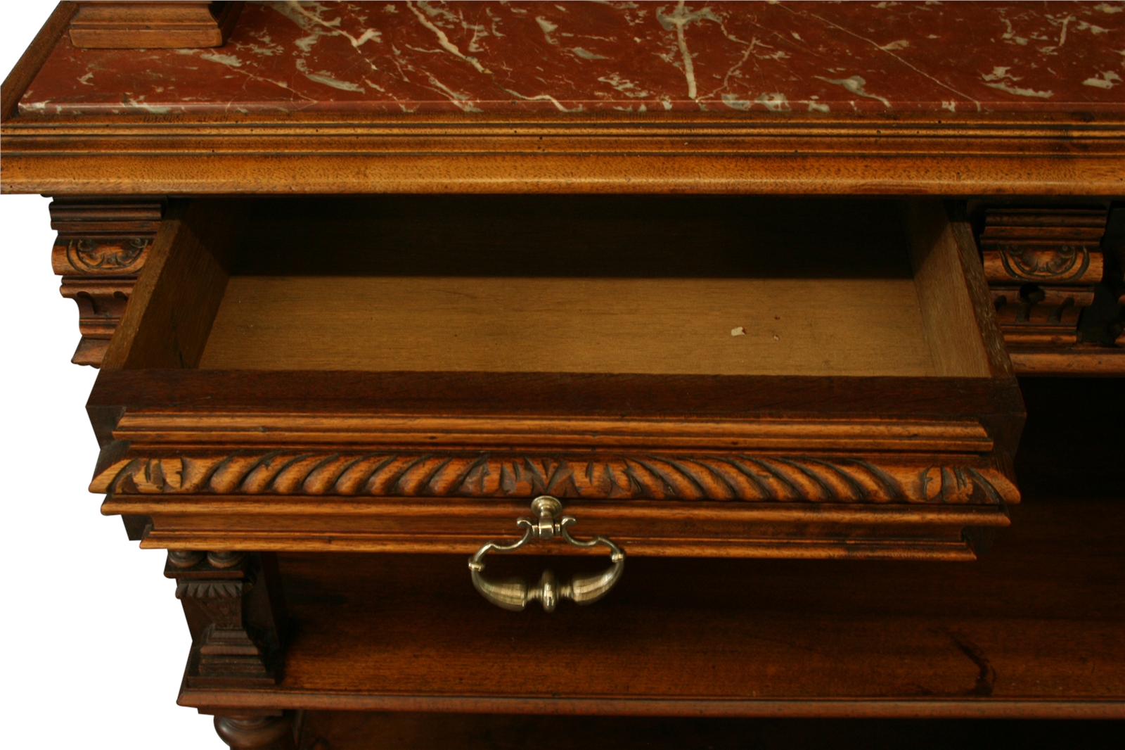 Antique French Server, Walnut, Red Marble, Architectural, Hand Carved, 1900-Image 17