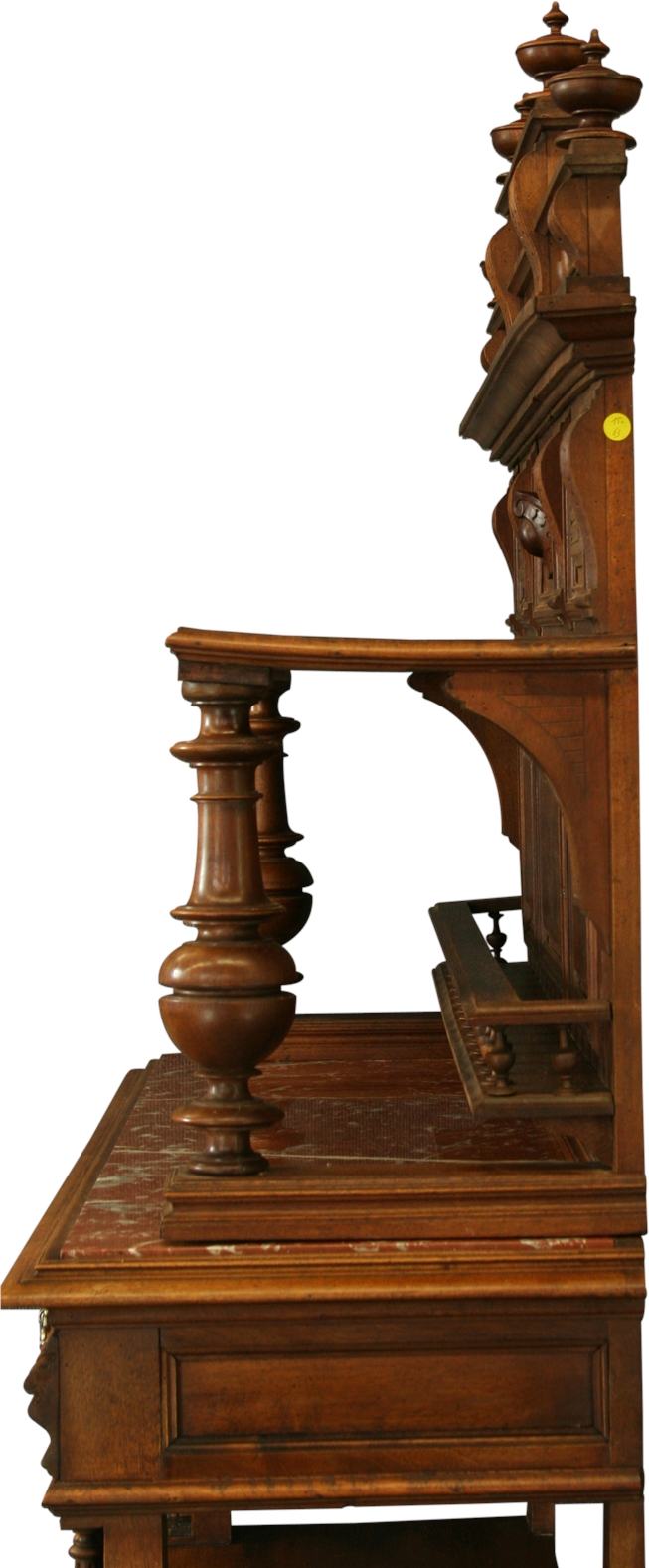 Antique French Server, Walnut, Red Marble, Architectural, Hand Carved, 1900-Image 19