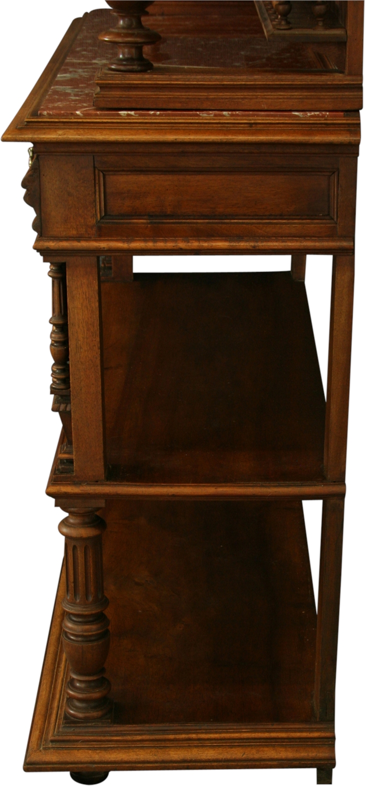 Antique French Server, Walnut, Red Marble, Architectural, Hand Carved, 1900-Image 20