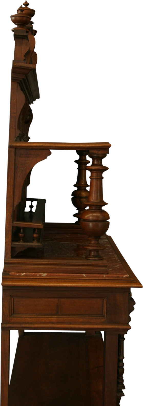 Antique French Server, Walnut, Red Marble, Architectural, Hand Carved, 1900-Image 26