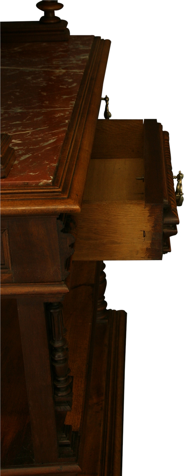 Antique French Server, Walnut, Red Marble, Architectural, Hand Carved, 1900-Image 28