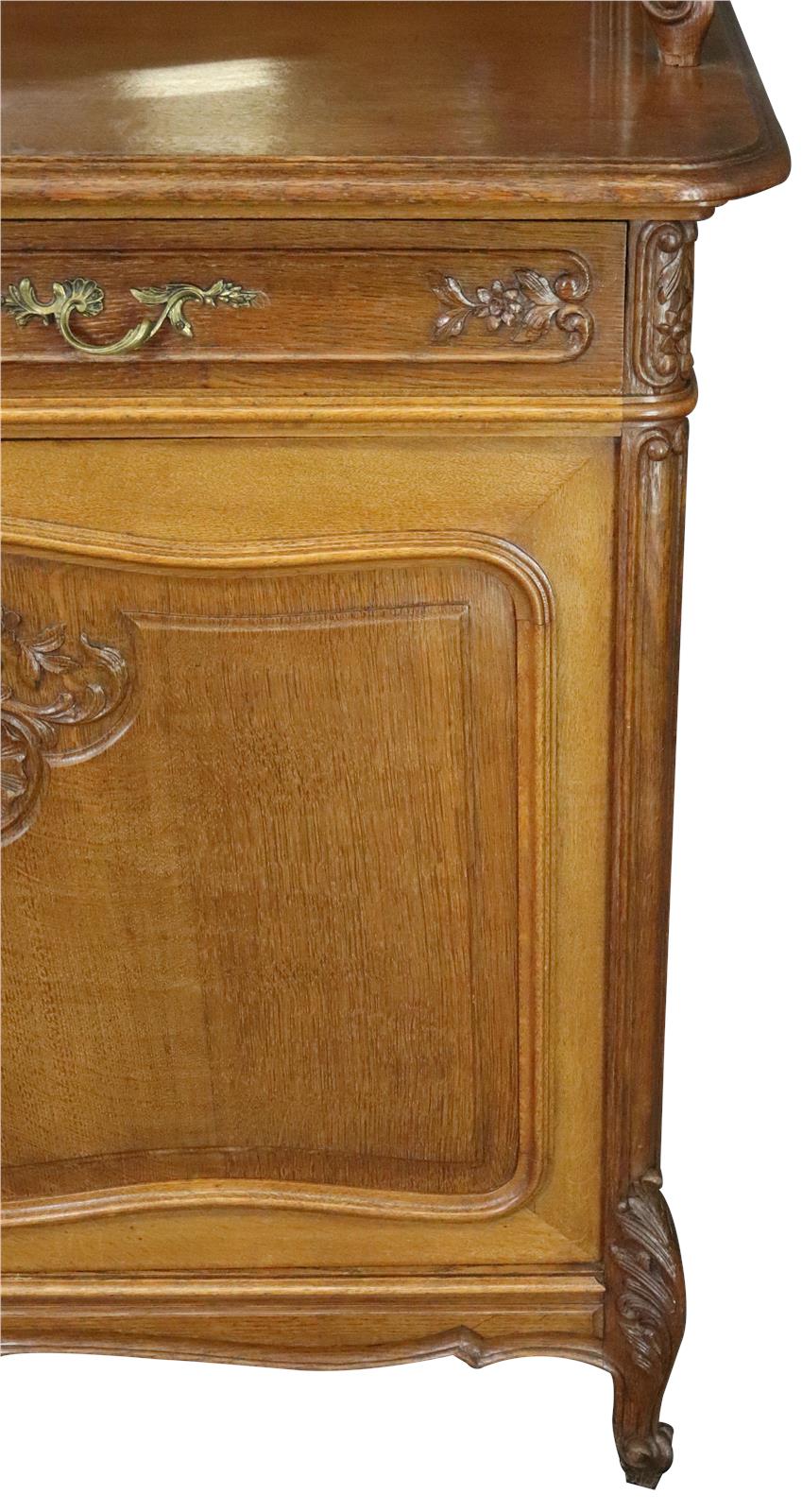 Buffet Louis XV Rococo Antique French 1900 Server Oak Glass 5-Door 2-Drawer-Image 13