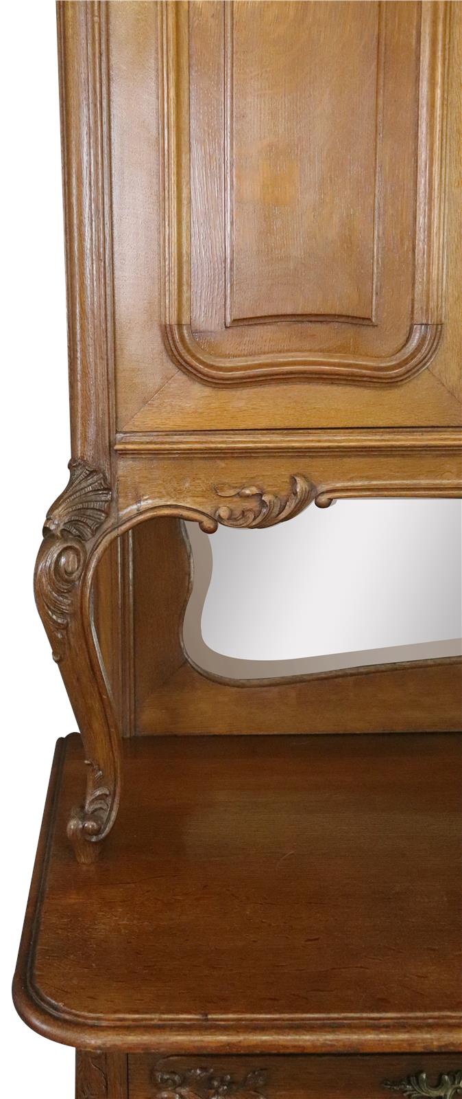 Buffet Louis XV Rococo Antique French 1900 Server Oak Glass 5-Door 2-Drawer-Image 6