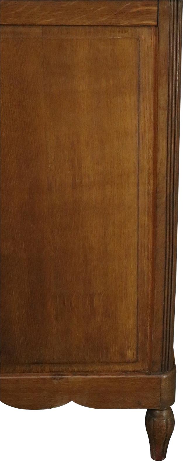 Server Sideboard Art Deco 1920 Mid-Century Modern Oak Wood Mirror 2-Door-Image 13
