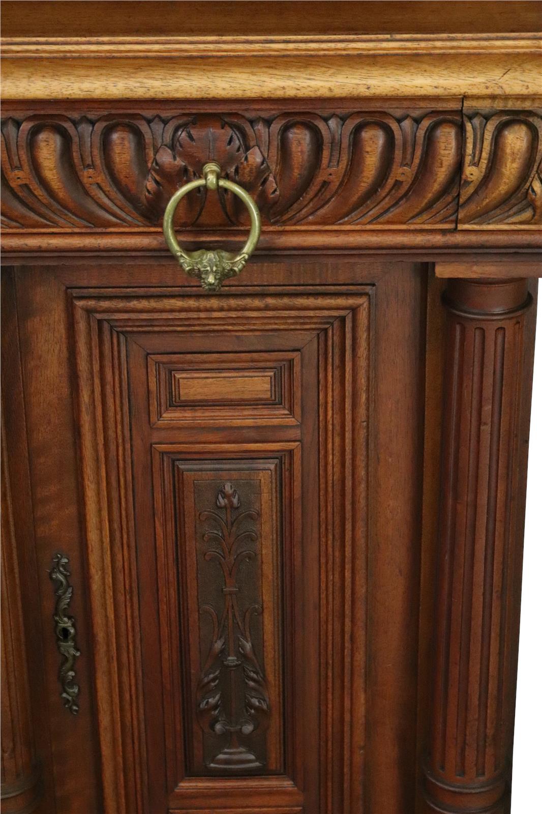 Buffet Renaissance Antique French 1900 Impressive Carved Walnut Large 6-Door-Image 17