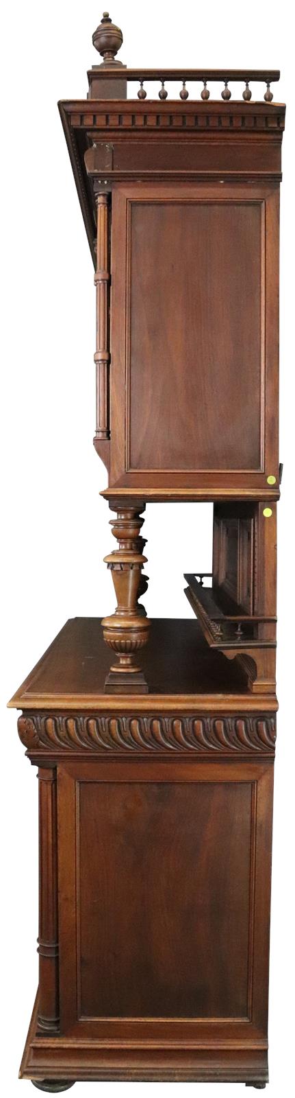 Buffet Renaissance Antique French 1900 Impressive Carved Walnut Large 6-Door-Image 30