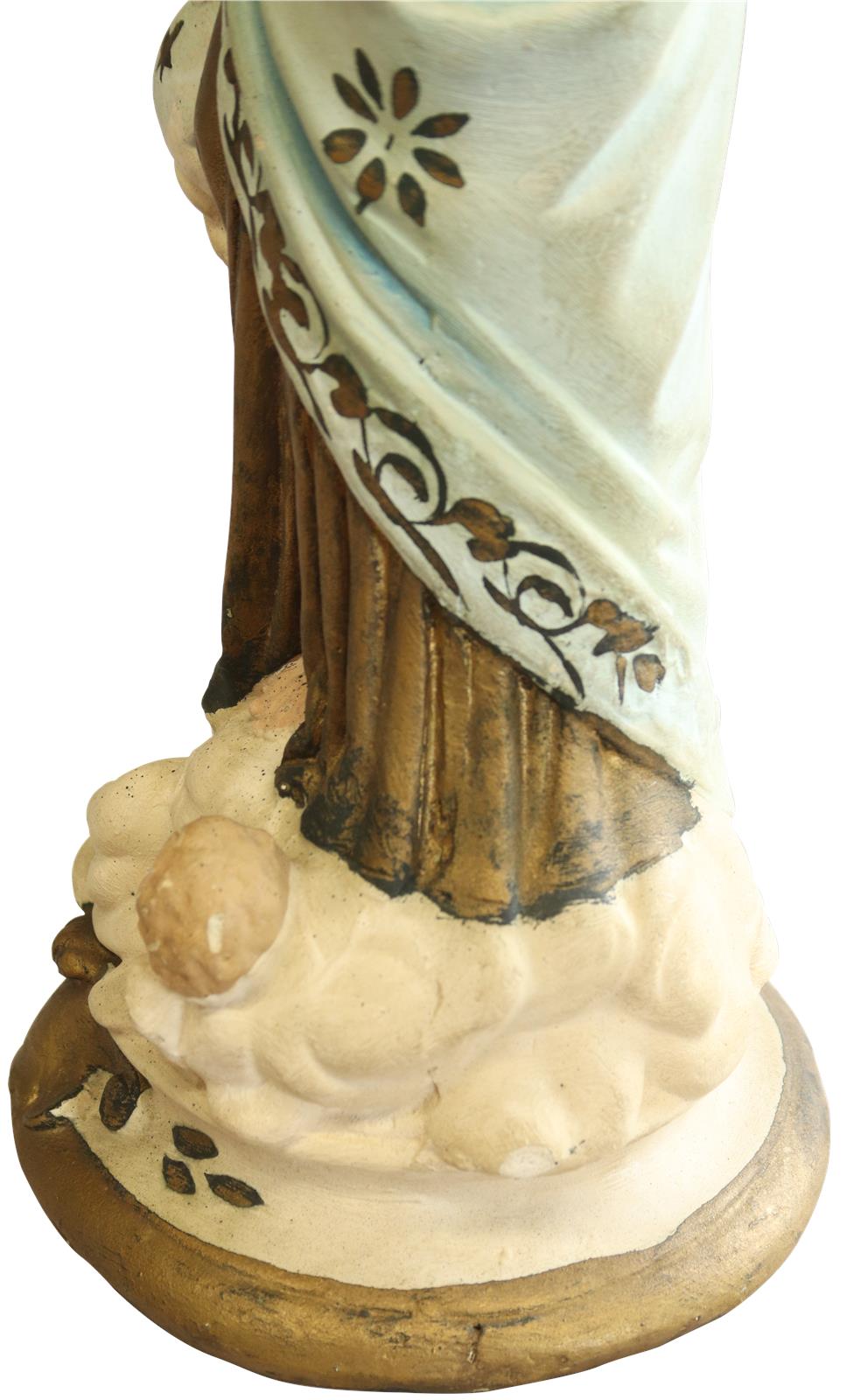 Antique Sculpture Religious Madonna Our Lady of Victory Sky Blue Cream-Image 6