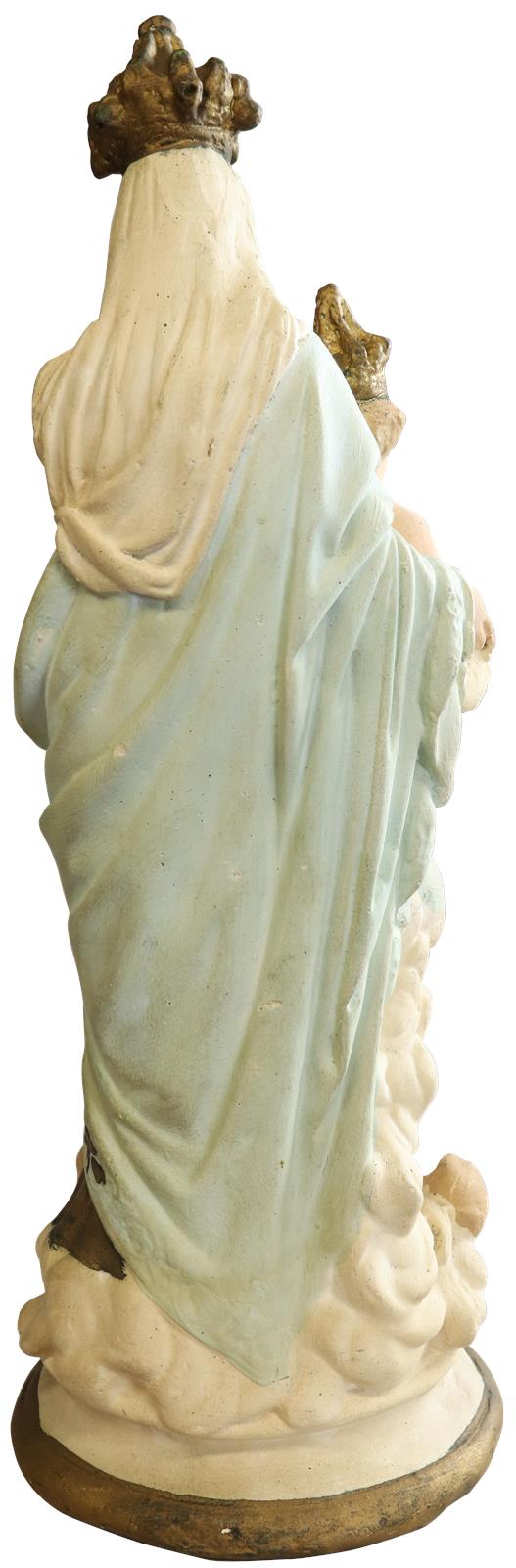 Antique Sculpture Religious Madonna Our Lady of Victory Sky Blue Cream-Image 7
