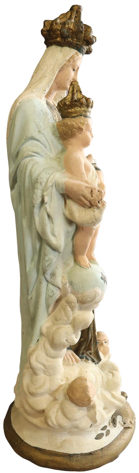 Antique Sculpture Religious Madonna Our Lady of Victory Sky Blue Cream-Image 8