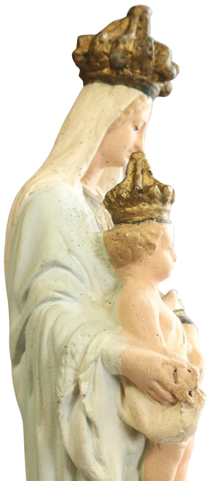 Antique Sculpture Religious Madonna Our Lady of Victory Sky Blue Cream-Image 9