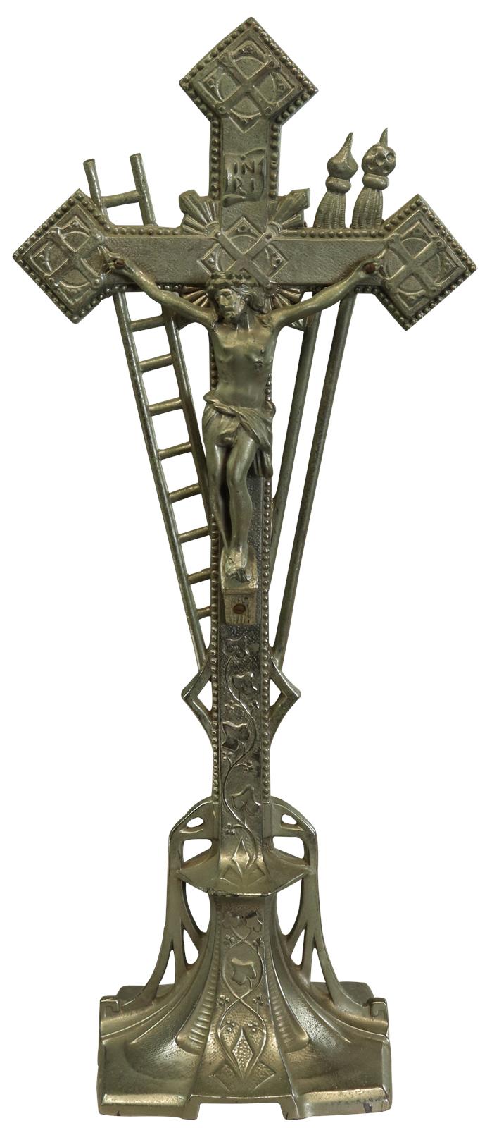 Antique Crucifix Cross Religious Spear and Ladder Metal-Image 1