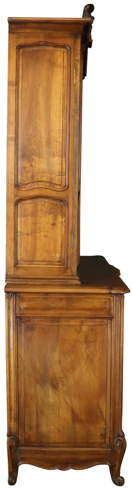 Cabinet Antique French Louis XV Rococo Walnut Wood 1900 Pretty Glass Door-Image 17