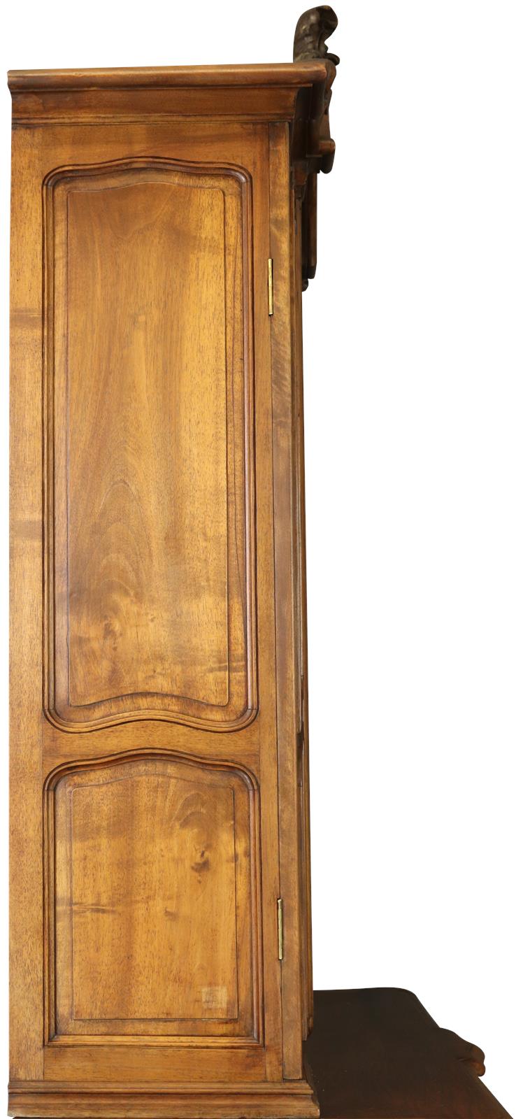 Cabinet Antique French Louis XV Rococo Walnut Wood 1900 Pretty Glass Door-Image 19