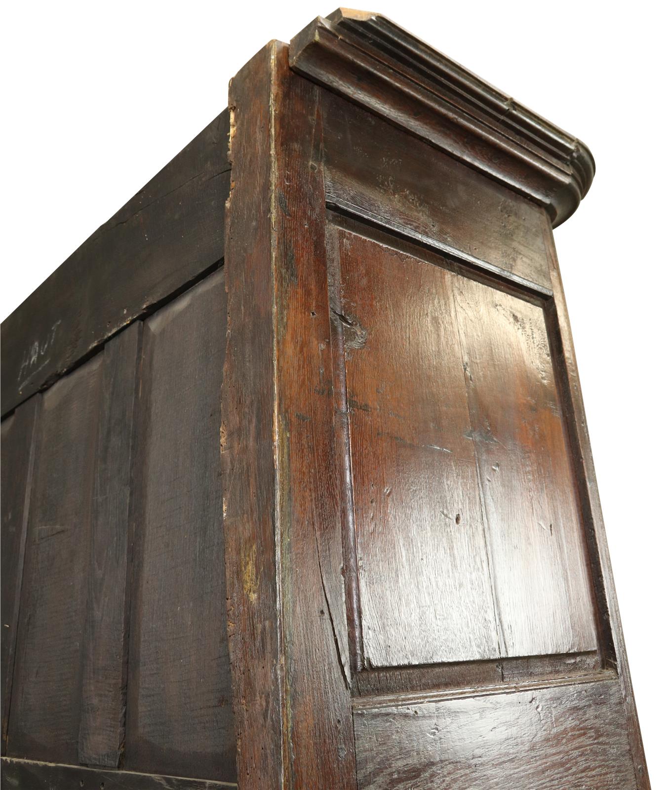 Armoire Antique French Provincial Very Old 1790 Oak Wood Peg Construction Heart -Image 12