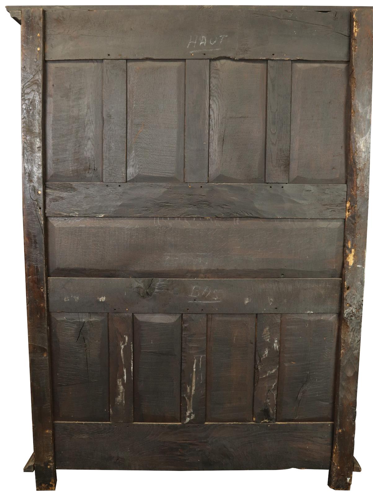 Armoire Antique French Provincial Very Old 1790 Oak Wood Peg Construction Heart -Image 13