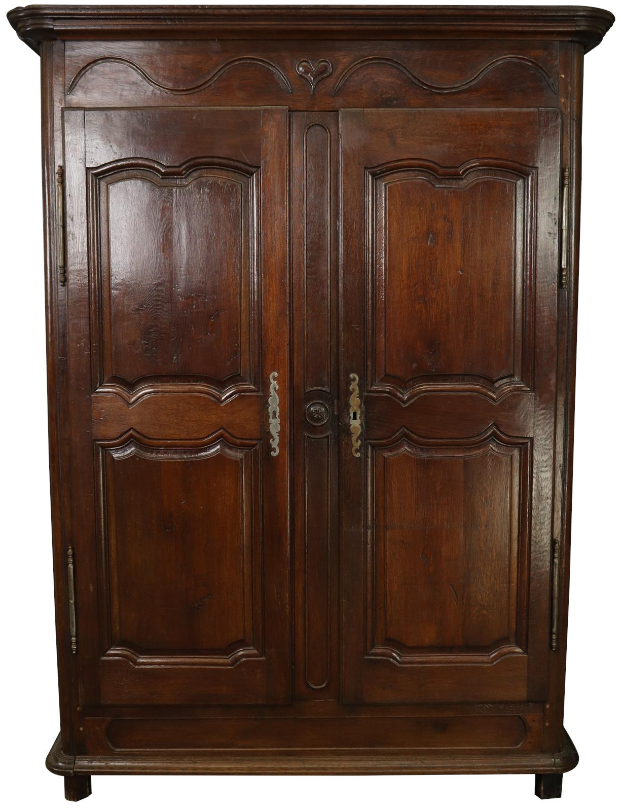 Armoire Antique French Provincial Very Old 1790 Oak Wood Peg Construction Heart -Image 2