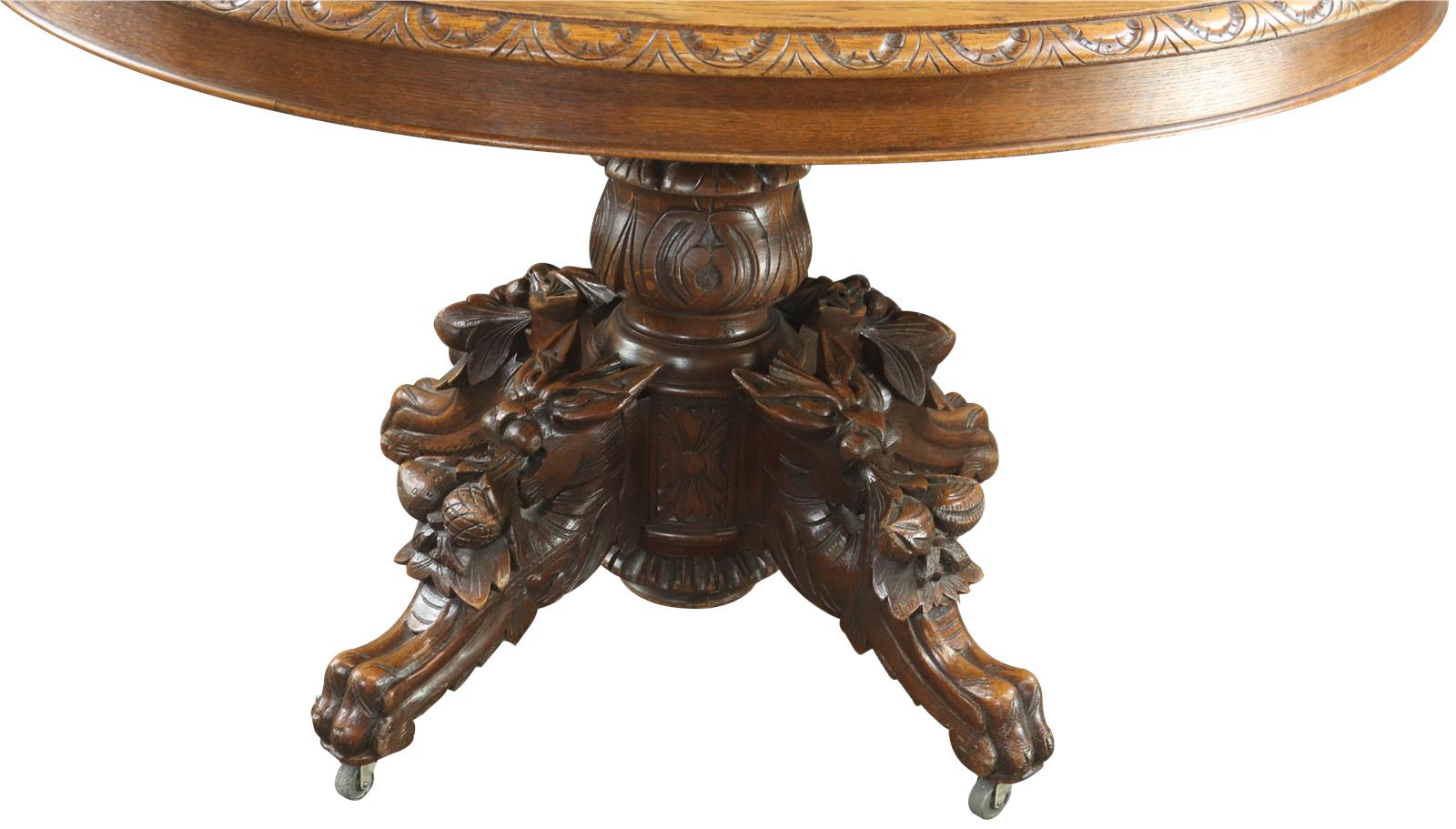 Antique Dining Table French Hunting Renaissance Oval 1890