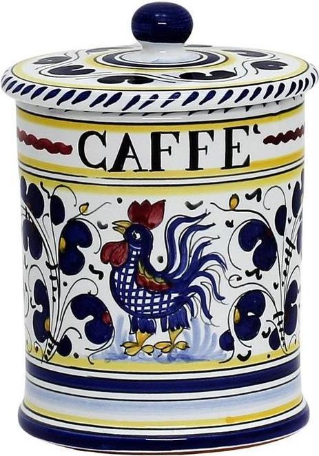 Container ORVIETO ROOSTER Tuscan Italian Coffee Blue Ceramic-Image 1