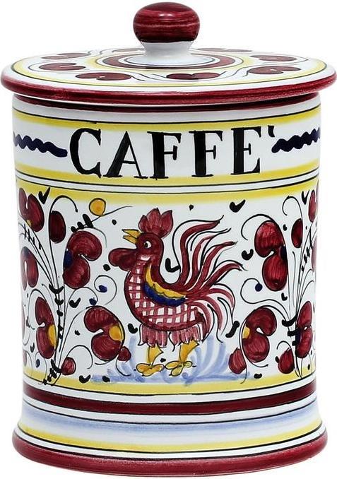 Container ORVIETO ROOSTER Tuscan Italian Coffee Red Ceramic-Image 1