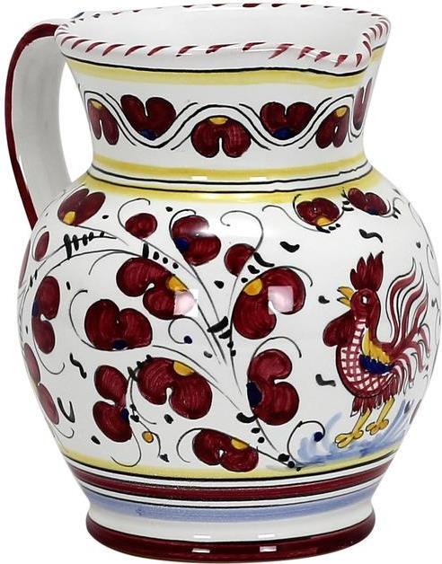 Pitcher Deruta Majolica Orvieto Rooster Red Ceramic Dishwasher Safe Handmade-Image 2