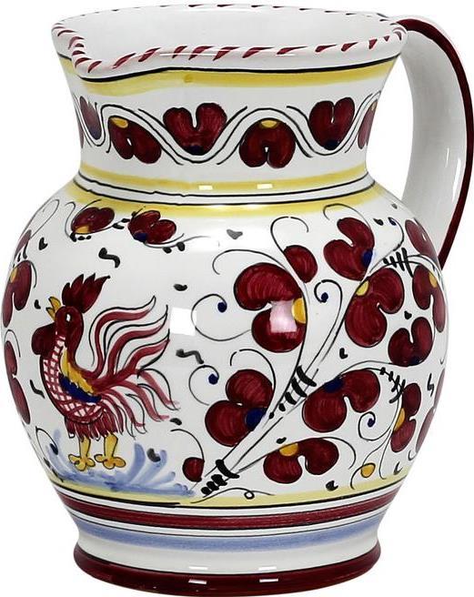Pitcher Deruta Majolica Orvieto Rooster Red Ceramic Dishwasher Safe Handmade-Image 4