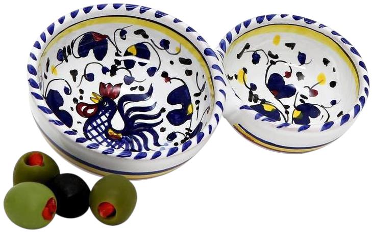 Bowl Deruta Majolica Orvieto Rooster Blue Ceramic Dishwasher Safe Handmade-Image 1