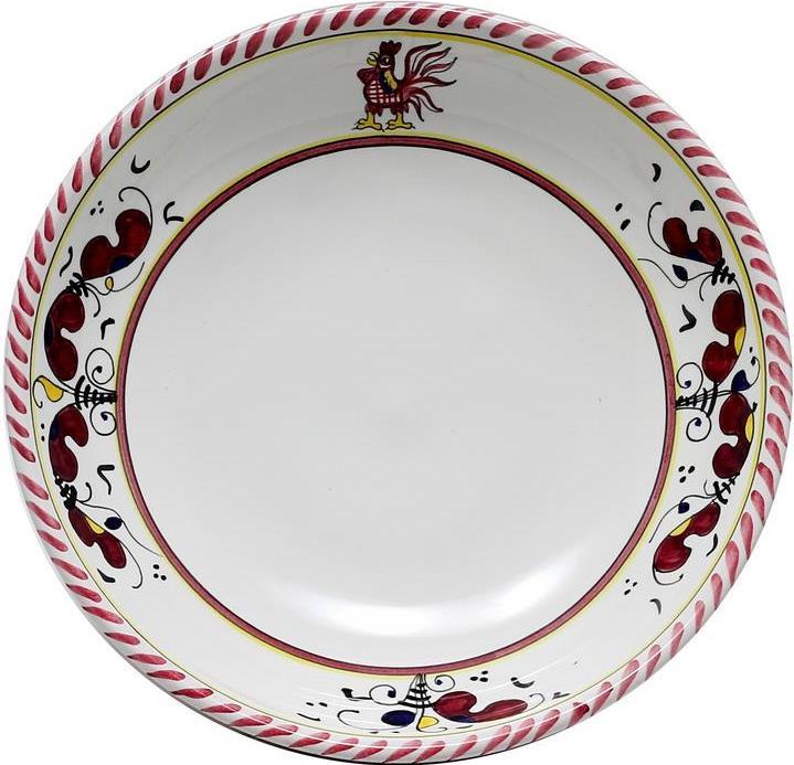 Coupe Bowl Deruta Majolica Orvieto Rooster Round Shallow Red Ceramic Dishwasher-Image 1