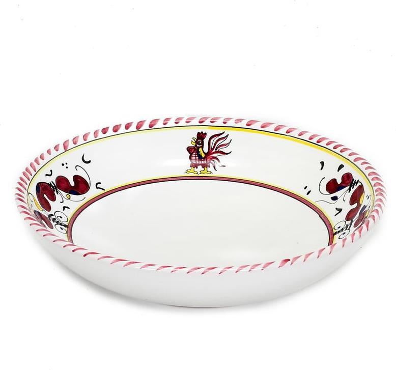 Coupe Bowl Deruta Majolica Orvieto Rooster Round Shallow Red Ceramic Dishwasher-Image 2