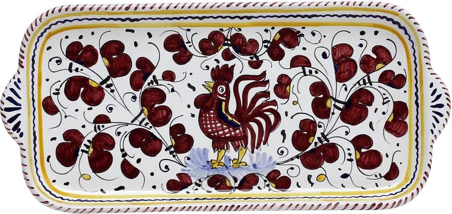 Tray Deruta Majolica Orvieto Rooster Rectangular Red Ceramic Dishwasher Safe-Image 3
