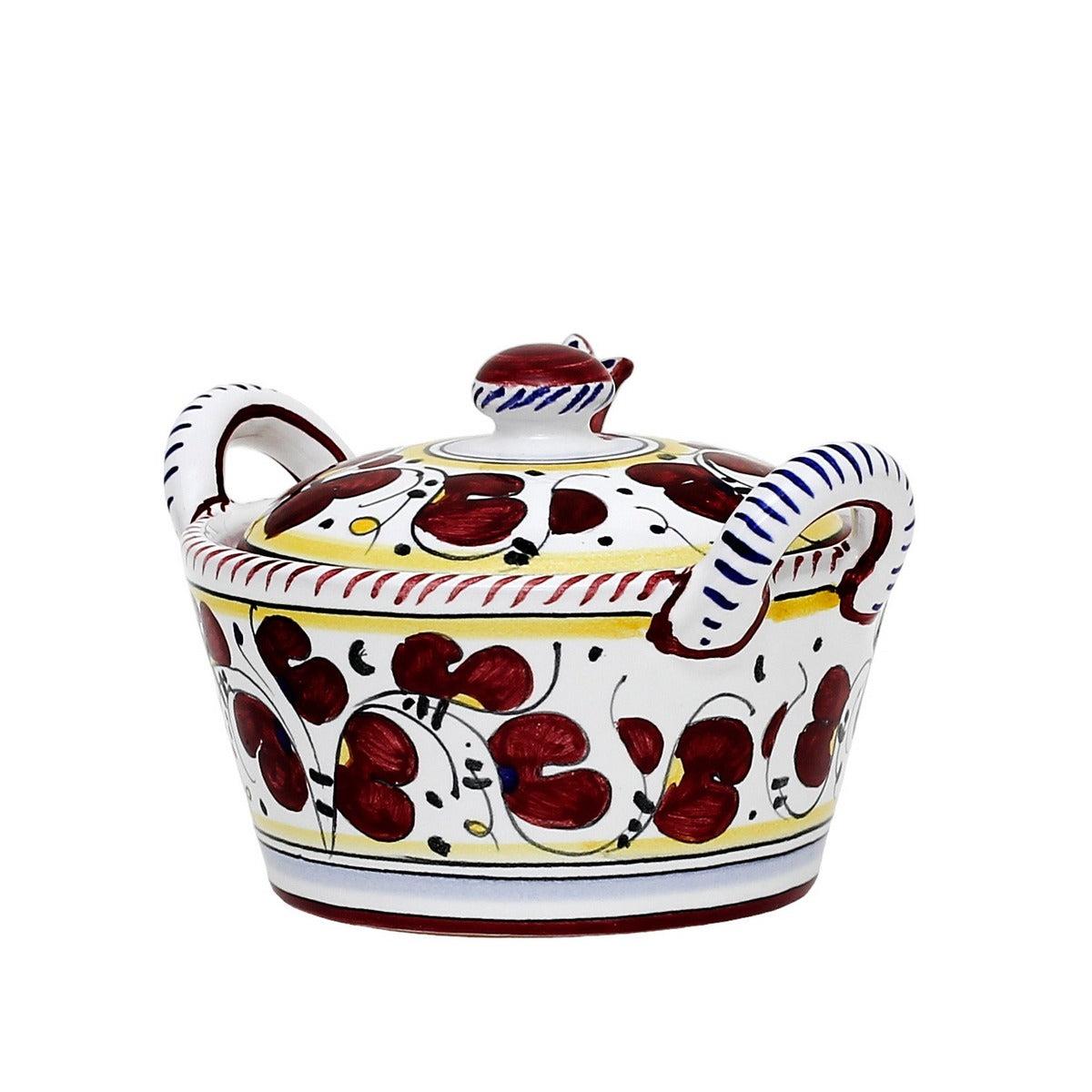 Bowl With Spoon ORVIETO ROOSTER Deruta Majolica Red Ceramic Handmade Dishwasher-Image 4