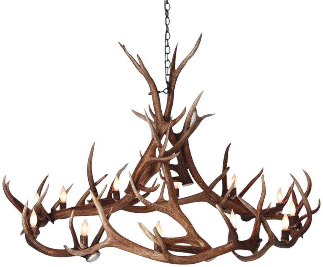 Chandelier Wagon Wheel Round 12-Light Natural Genuine Elk Antler Customizable-Image 3