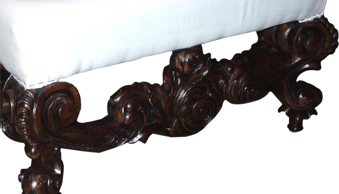 Ottoman Rococo Intricate Carved Wood, Upholstered-Image 3