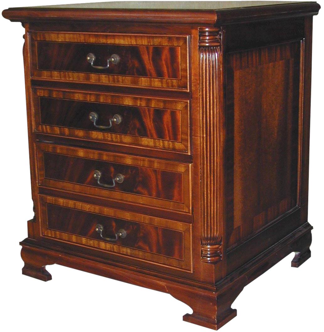 Filing Cabinet Flame Mahogany Reeded Columns Banded Inlay 2 Drawers-Image 1