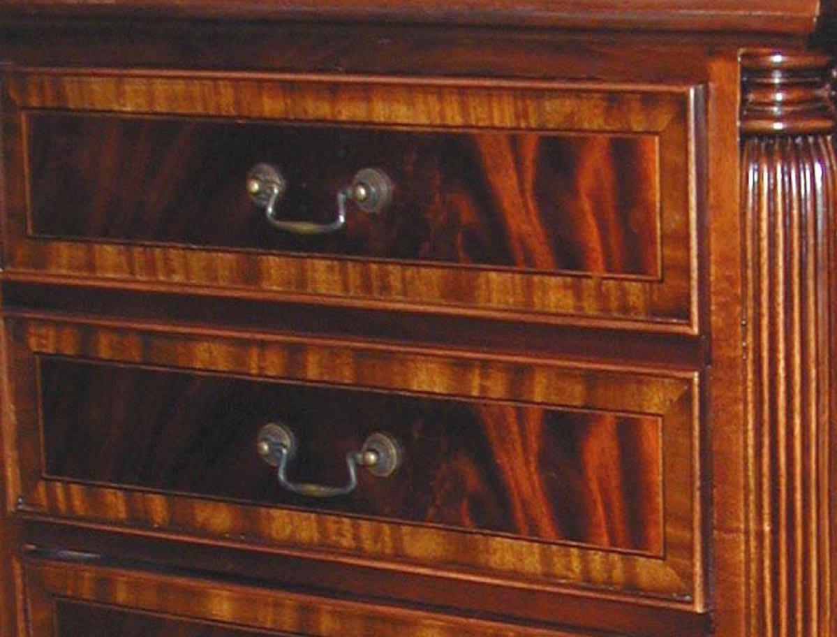 Filing Cabinet Flame Mahogany Reeded Columns Banded Inlay 2 Drawers-Image 2