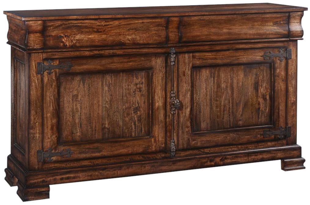 Sideboard Louis Philippe Rustic Distressed Wood French Cremone 2 Door 2 Drawer-Image 2