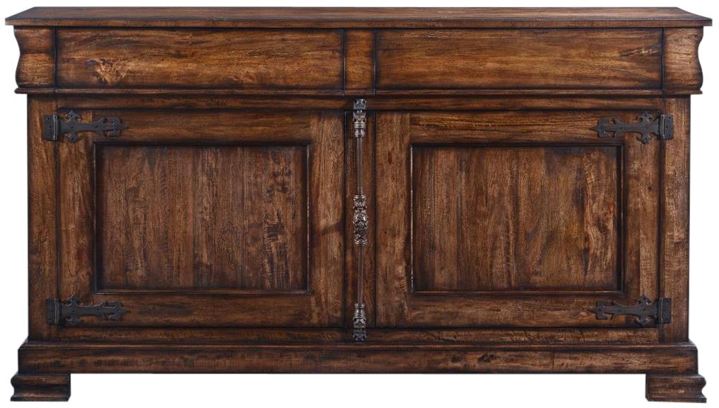 Sideboard Louis Philippe Rustic Distressed Wood French Cremone 2 Door 2 Drawer-Image 3