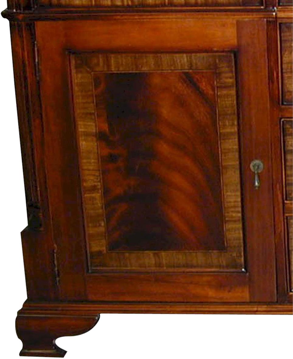 Sideboard Flame Mahogany Banded Inlay English Bracket Feet, File Drawers-Image 1