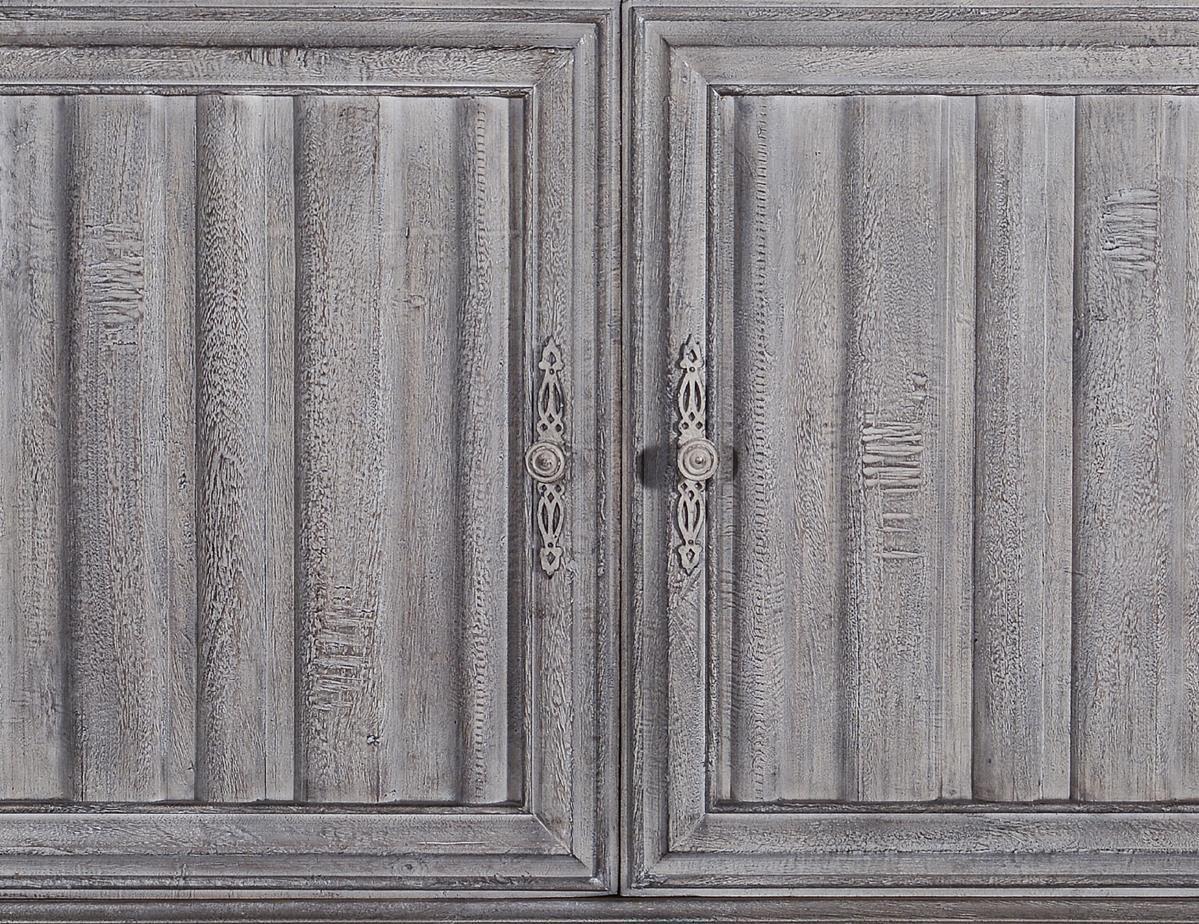 Server Sideboard Gothic Cathedral Weathered Gray Wood, Cornice Moldings-Image 2