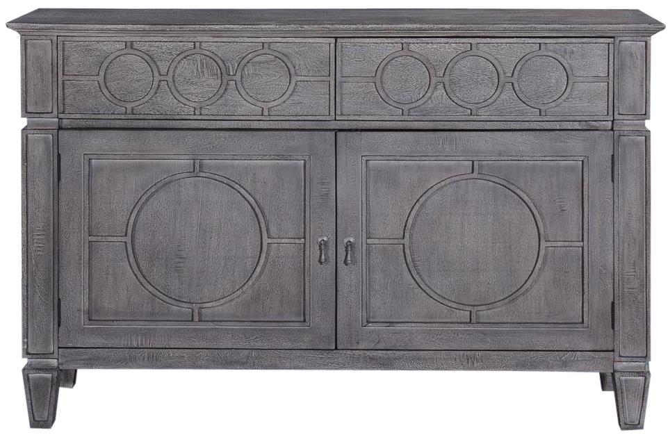 Sideboard San Maria Transitional Weathered Gray Solid Wood 2Doors 2Drawers-Image 2