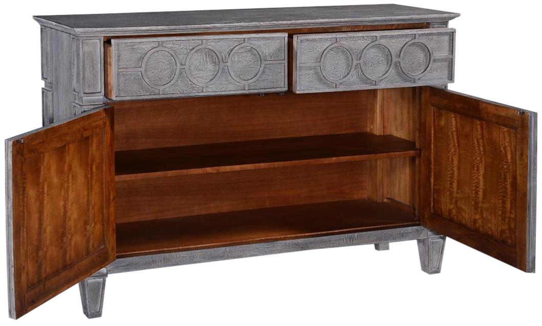 Sideboard San Maria Transitional Weathered Gray Solid Wood 2Doors 2Drawers-Image 3
