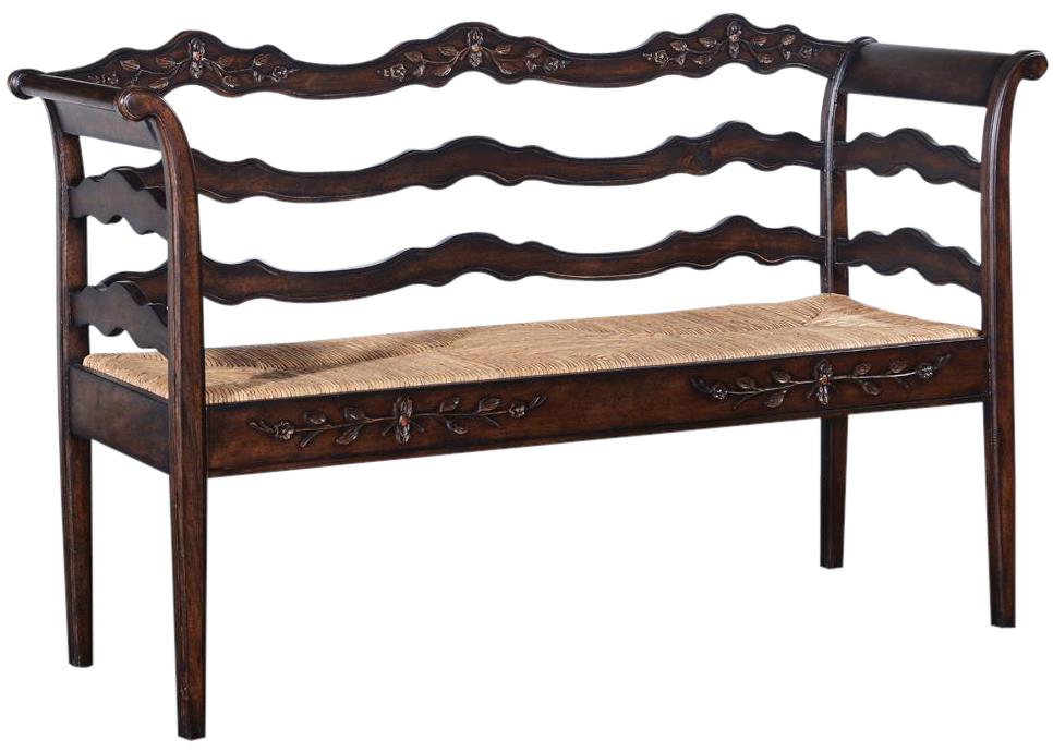 Bench Swedish Hall Hand Woven Rattan, Carved, Mortise Tenon Construction-Image 1