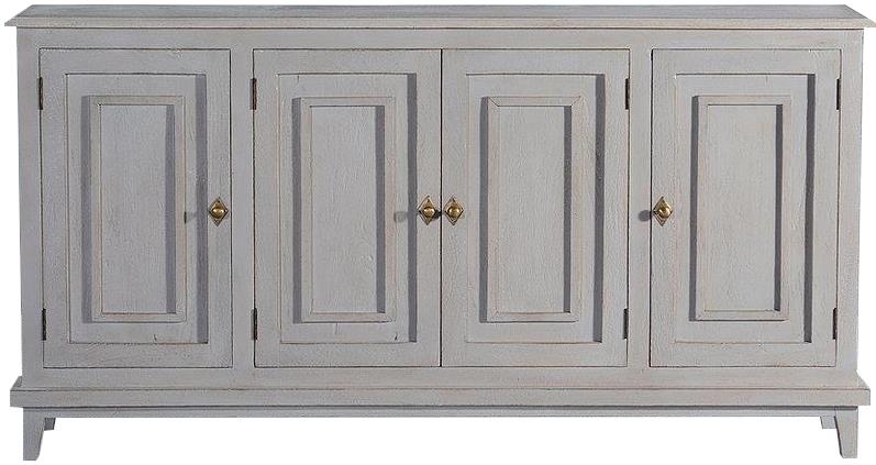 Sideboard Barrington Pewter Gray Raised Molding Door 4-Door Solid Wood-Image 2
