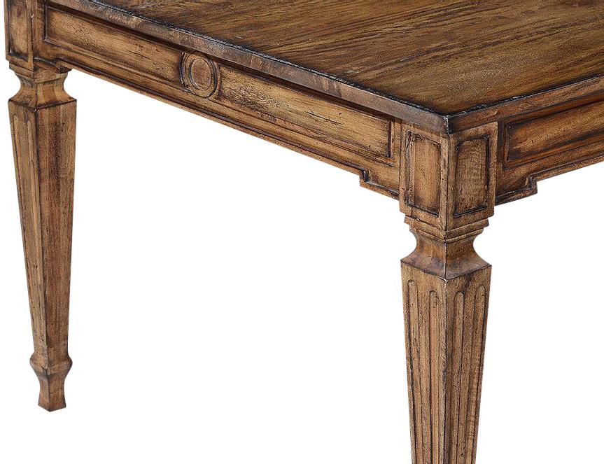 Dining Table Swedish Rectangular Solid Wood Rustic Pecan Finish Detailed Skirt-Image 3