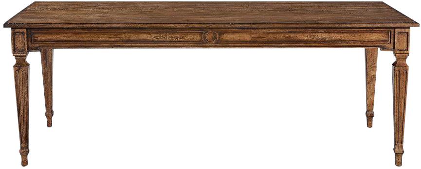 Dining Table Swedish Rectangular Solid Wood Rustic Pecan Finish Detailed Skirt-Image 2