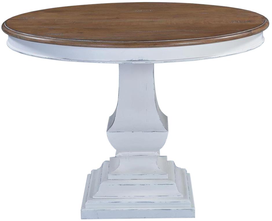 Pastry Table Dining Tuscan Round 42 White Beachwood Italian Pedestal Base-Image 1