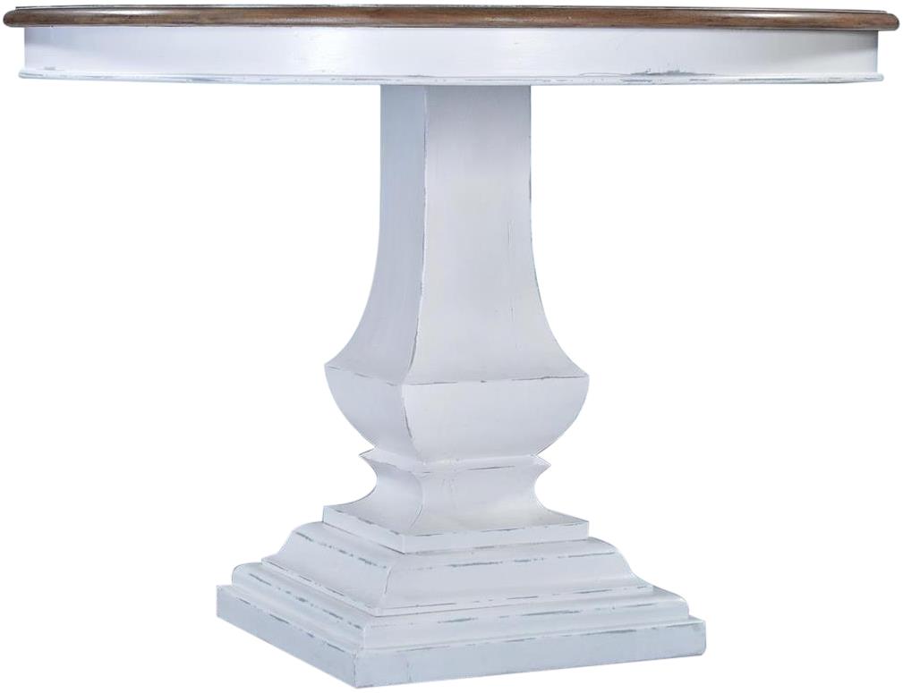 Pastry Table Dining Tuscan Round 42 White Beachwood Italian Pedestal Base-Image 2