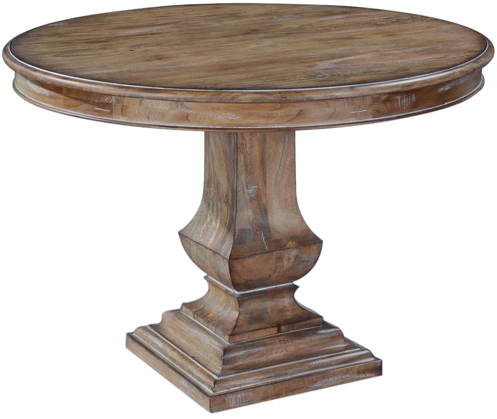 Pastry Table Dining Tuscan Italian Round 42 Beachwood Solid Wood Pedestal Base-Image 1